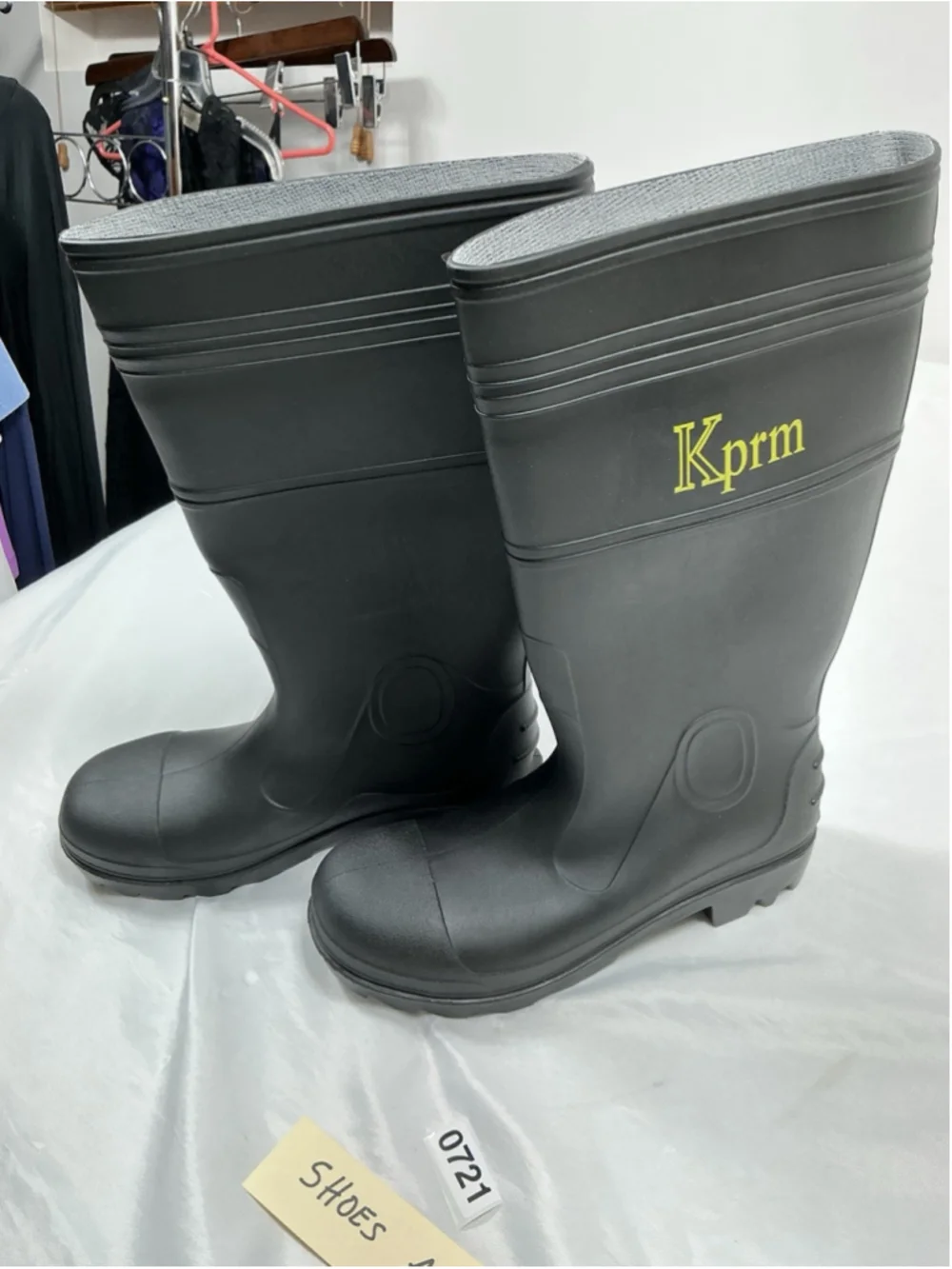 Adult Unisex New Kprm Waterproof Rain boots Non Slip Men 8 Wom 9 Black Steel Toe